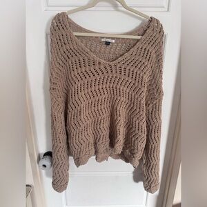 American Eagle Outfitters Taupe V-Neck Sweater